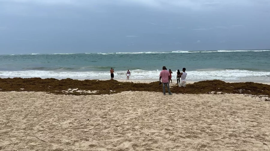 Personas haciéndose fotos en la orilla de una playa en Punta Cana.