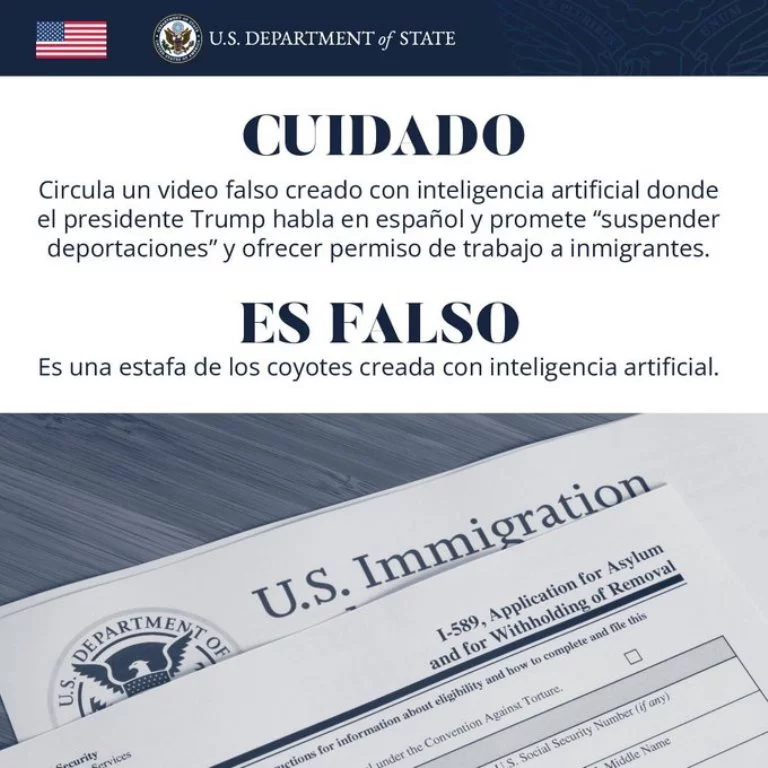 mensaje falso de Trump-embajada de estados unidos mensaje falso de Trump-embajada de estados unidos