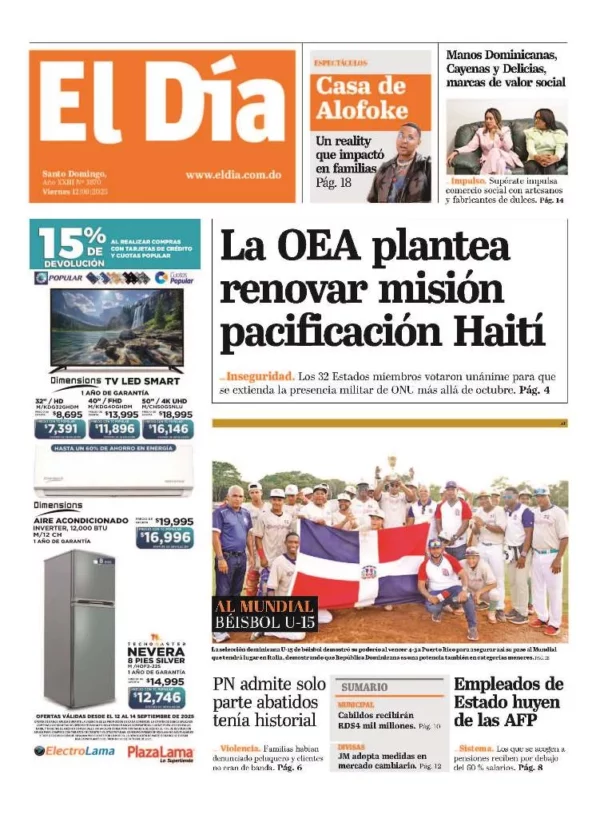 Periódico El Día - Edición Impresa 12 de Septiembre