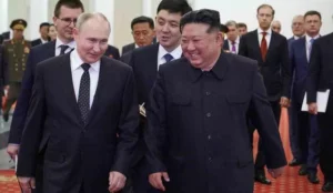 El presidente ruso Vladimir Putin y el líder norcoreano Kim Jong Un
