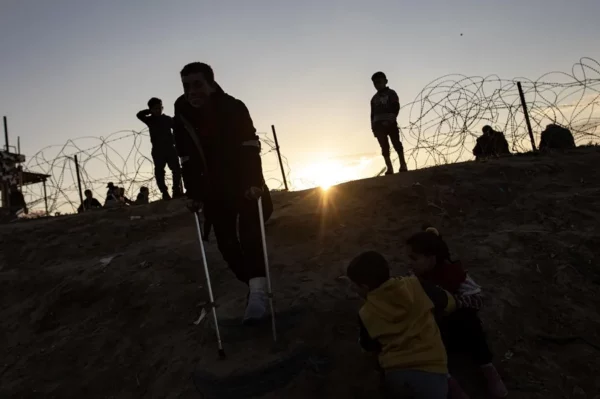 Palestinos desplazados por la guerra.