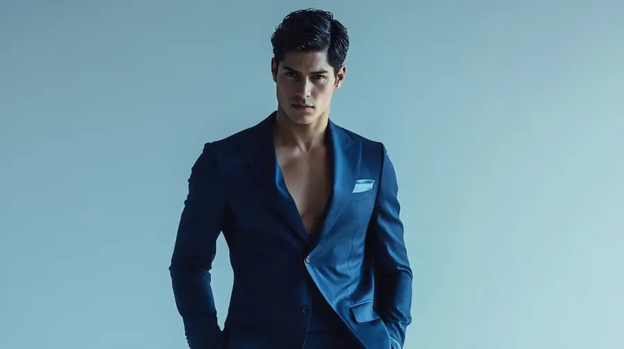 Chico guapo vestido de azul