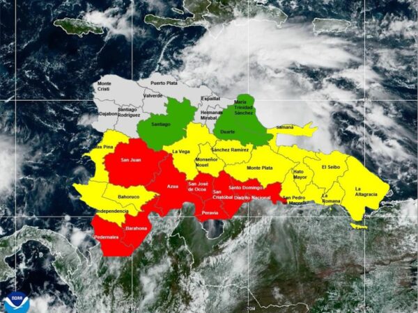 Mapa del paso de la tormenta Melissa por República Dominicana.