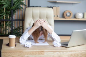 Tired,Young,Business,Woman,Feeling,Bad,Because,Of,Stressed,Workday.