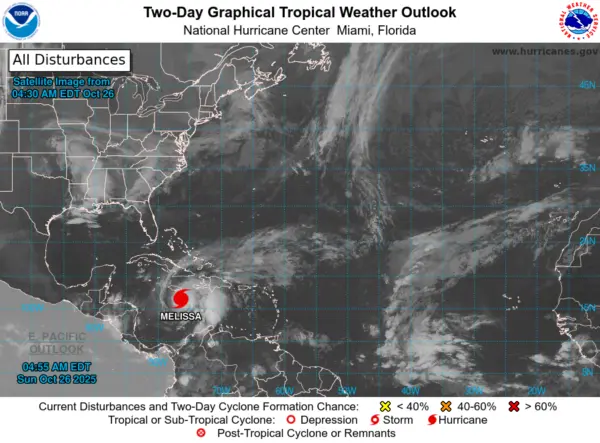 Melissa-Huracán-clima -mapa