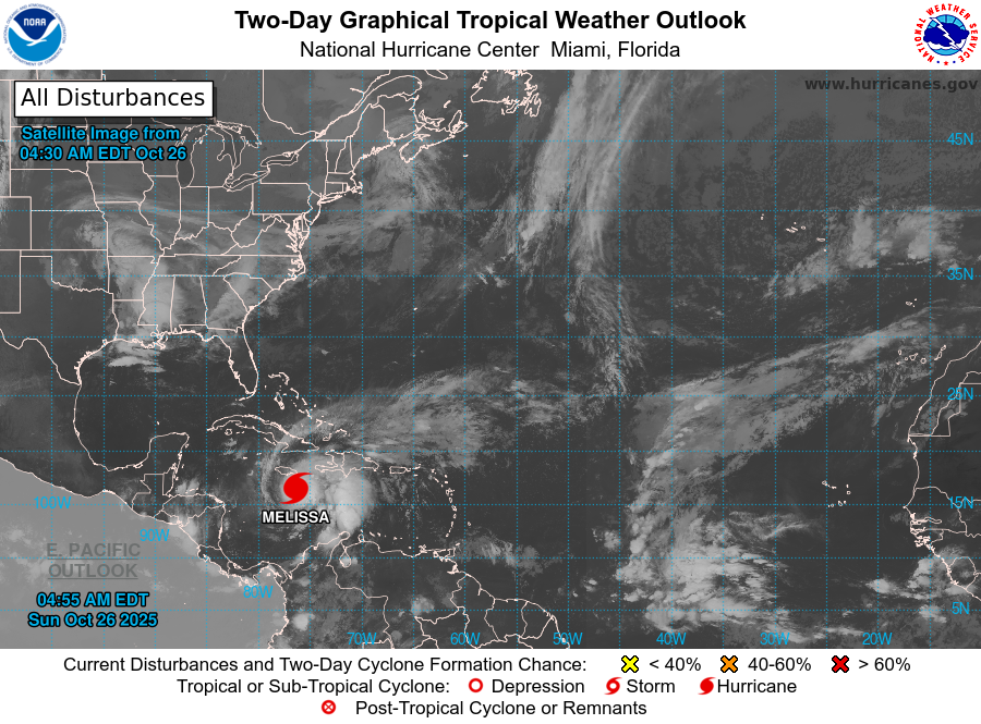 Melissa-Huracán-clima -mapa
