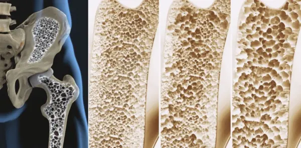 Diagnóstico se realiza con una densitometría ósea, que mide la densidad mineral del hueso.