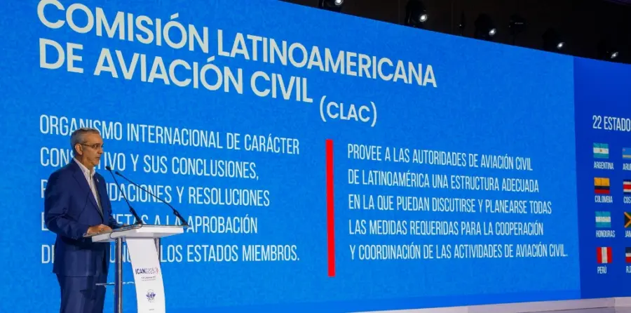 El presidente Luis Abinader y el ministro David Collado participaron en evento de la Organización de Aviación Civil (OACI).