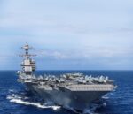 USS Gerard Ford, el inmenso portaaviones estadounidense sacado del Mediterráneo para el golpearse el pecho en la mar interior americana.  ARCHIVO