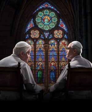 Pepe Sierra interpreta a Benedicto XVI y José Guillermo Cortines  a Bergoglio.