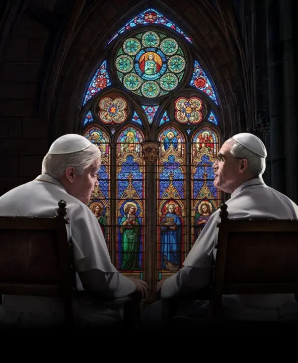 Pepe Sierra interpreta a Benedicto XVI y José Guillermo Cortines  a Bergoglio.