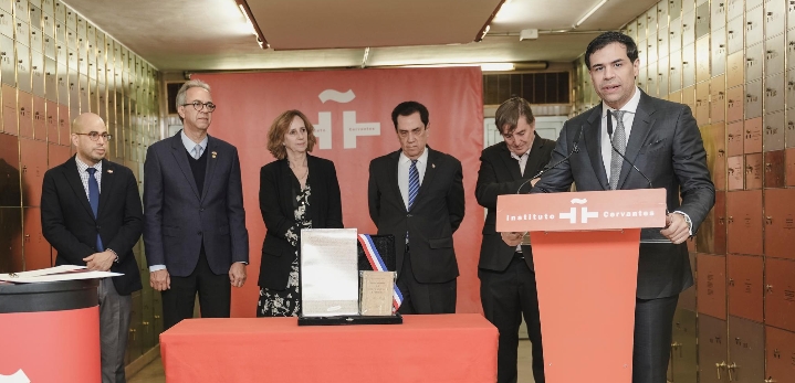 El ministro de Cultura mientras ofrece las palabras de apertura.