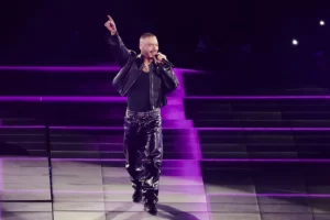 Fotografía de archivo del reguetonero colombiano J Balvin durante un concierto.