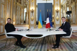 Reunión entre Volodimir Zelenski y Emmanuel Macron