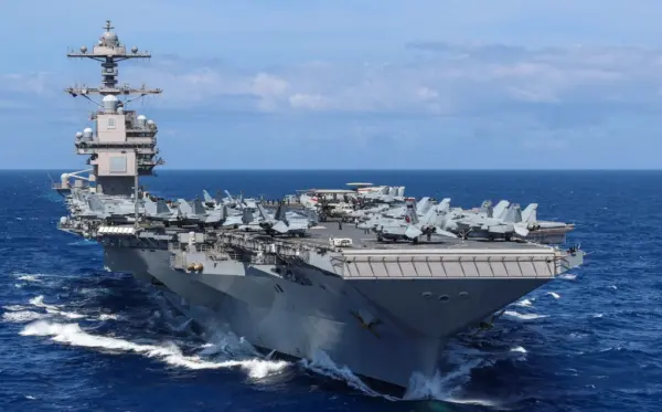 El más imponente de los portaaviones de los Estados Unidos, l USS Gerald R. Ford, fue movido del Mediterráneo al Caribe.