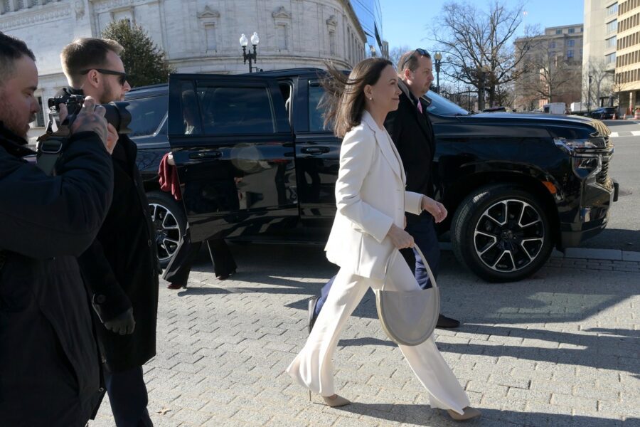 La líder opositora venezolana y Premio Nobel de la Paz, María Corina Machado, llega a la Casa Blanca, este 15 de enero de 2026, en Washington (EE.UU.).
