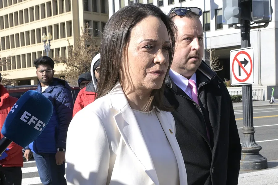 La líder opositora venezolana y Premio Nobel de la Paz, María Corina Machado, llega a la Casa Blanca, este 15 de enero de 2026, en Washington (EE.UU.).