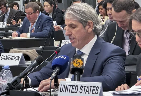 El subsecretario de Estado para el Control de Armamento del Gobierno estadounidense, Thomas DiNanno,en la Conferencia de Desarme de la ONU que se celebra en Ginebra.