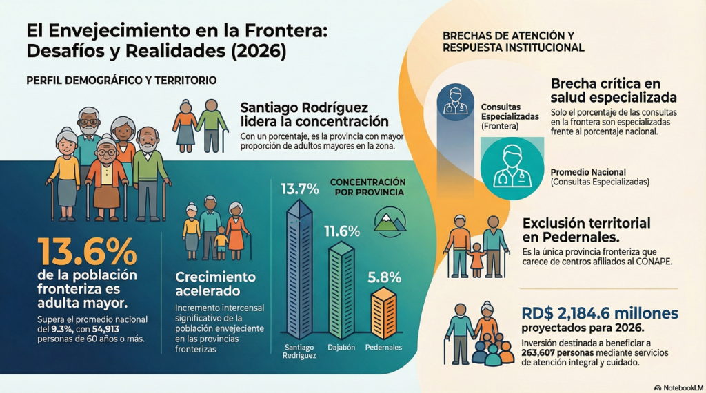 Infografía de la situación de los adultos mayores en la frontera.