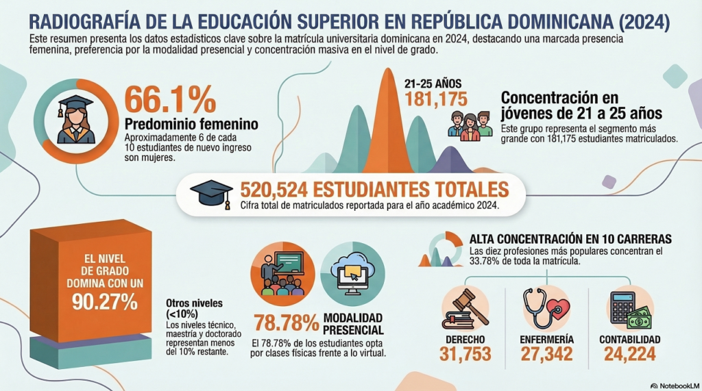 Radiografía de la Educación Superior en República Dominicana. Infografía realizada con NotebookLM