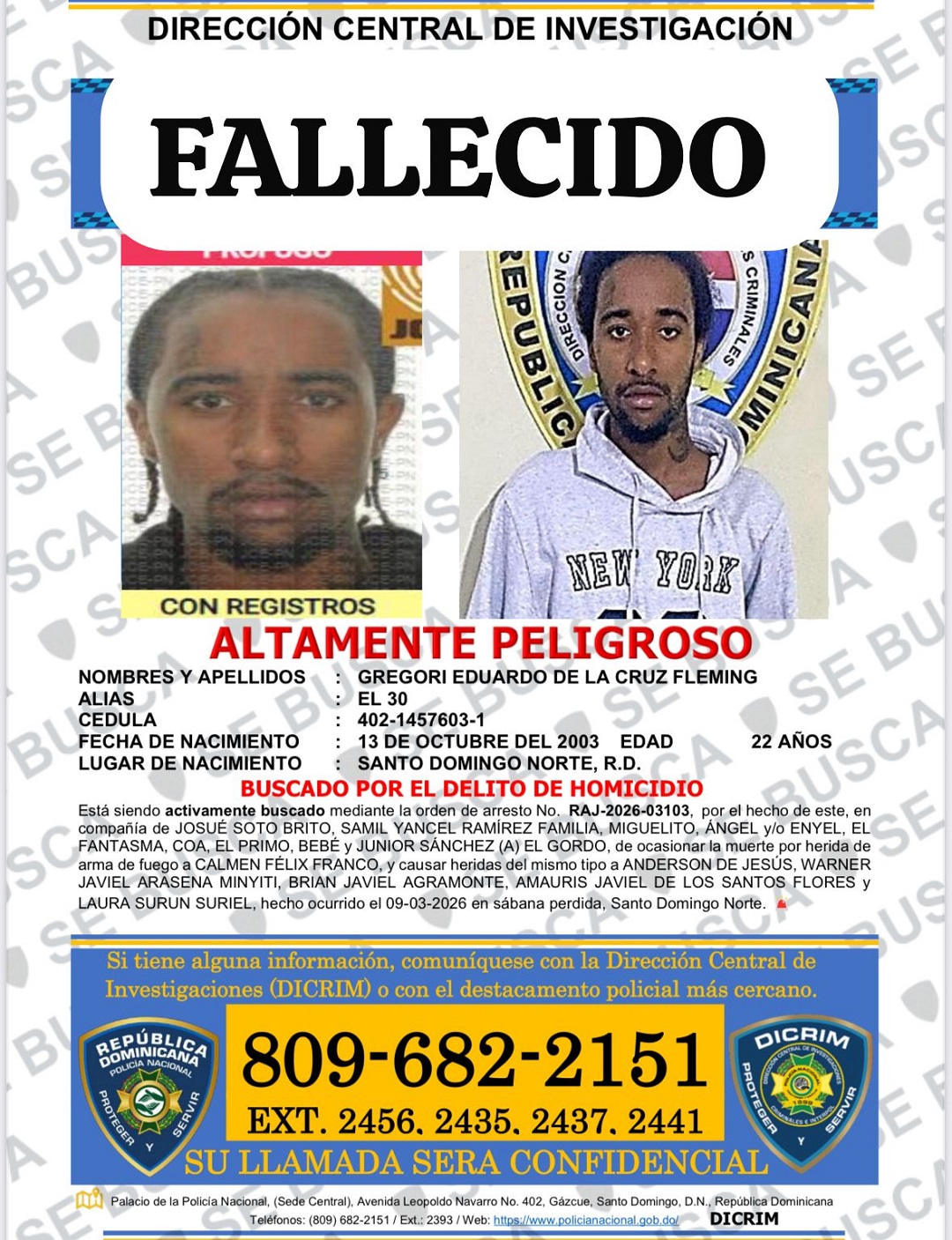 Intercambio de disparos: Policía abate a hombre acusado de homicidio en Santo Domingo Norte