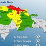 COE coloca en alerta roja a Puerto Plata y Espaillat; otras 7 provincias están en amarilla y 13 en verde por lluvias