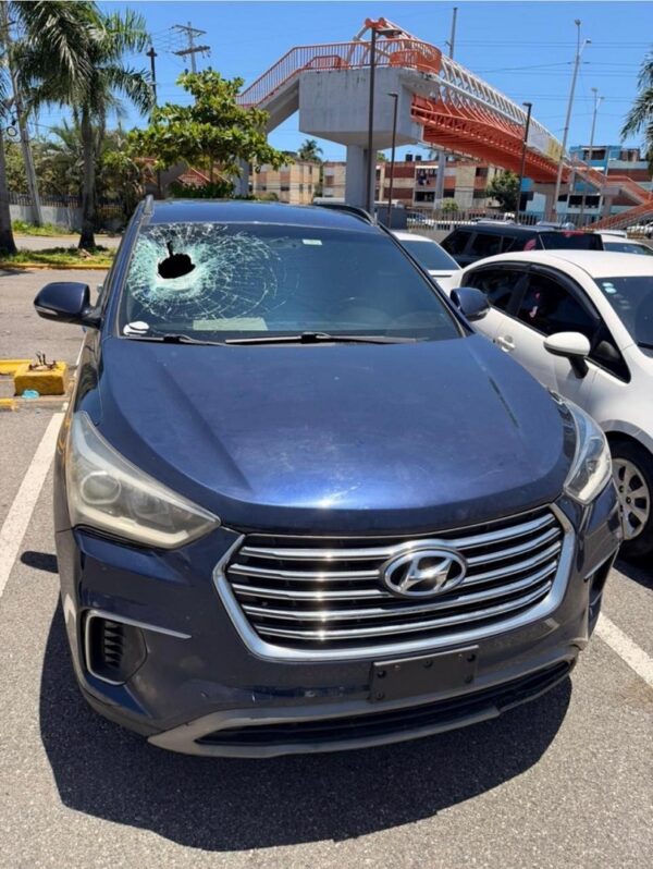 Vehículo atacado con pieda