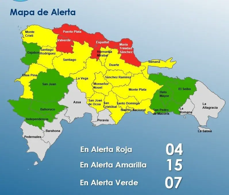 Alerta roja en 4 provincias: COE advierte por lluvias y suelos saturados