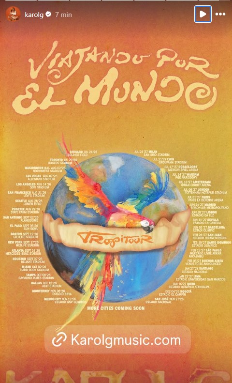 ¡Confirmado! Karol G arranca su tour en República Dominicana