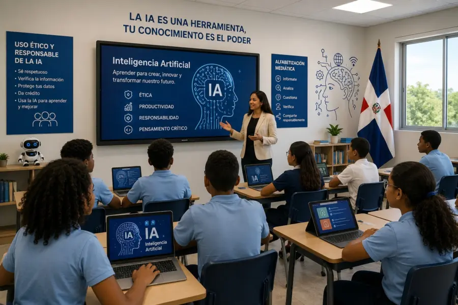 Muestra de un salón de clases ambientado para la formación de IA.