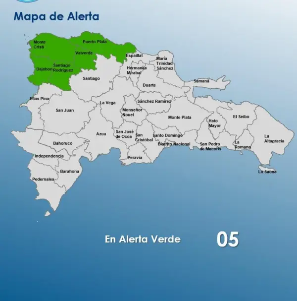 Cinco provincias se encunetra bajo los niveles de alerta verde.