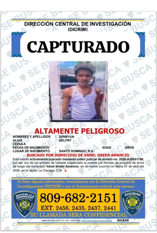 Carlos Andrés Echavarría González, alias “Defreilin”, fue capturado en Neyba