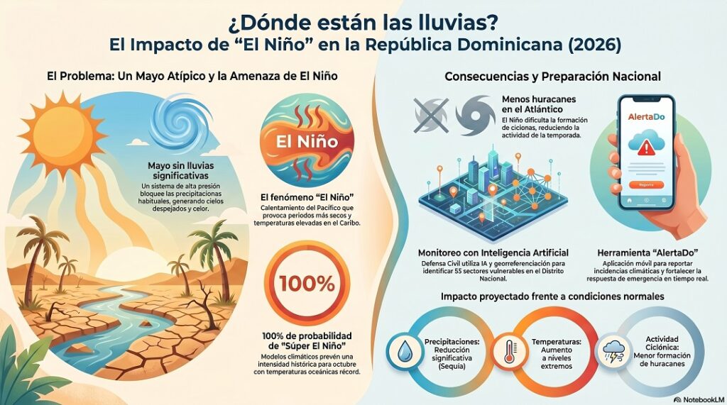 ¿Dónde están las lluvias de mayo? El Niño amenaza con más calor y sequía en República Dominicana