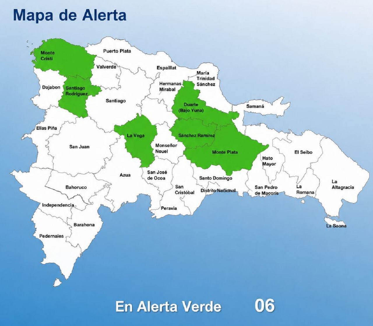 COE mantiene seis provincias en alerta verde por lluvias