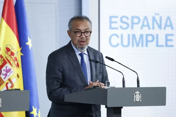 El director general de la Organización Mundial de la Salud, Tedros Adhanom, durante la rueda de prensa.