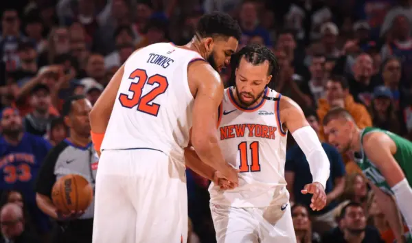Jalen Brunson y Karl Anthony Towns, las dos principales figuras de los Knicks en las Finales de la NBA.  archivo