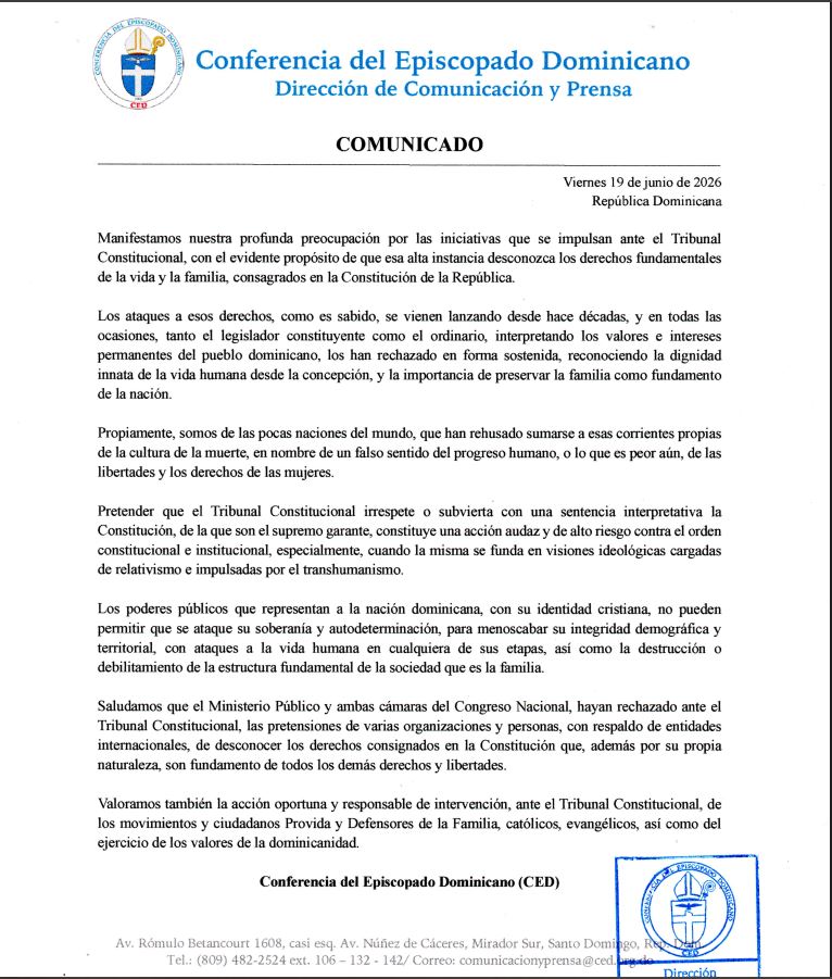 Iglesia advierte “alto riesgo” en eventual decisión del Tribunal Constitucional sobre tres causales