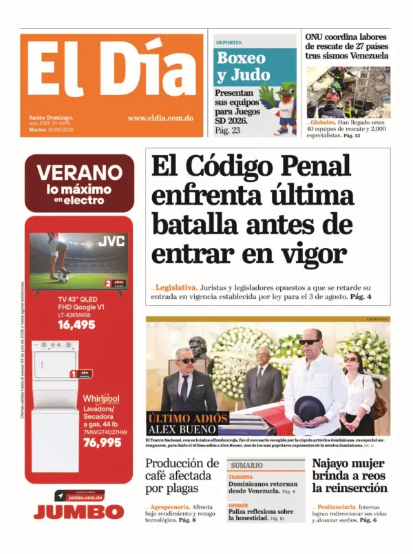 Portada edición impresa 30 de junio 2026