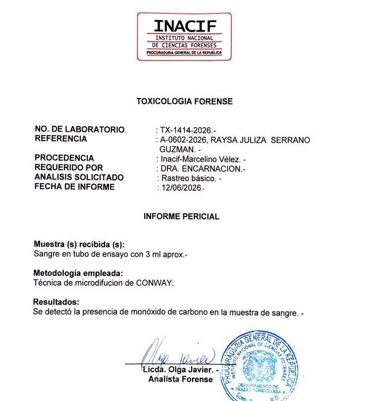 Inacif determina que madre e hijo hallados muertos en Piantini fallecieron por intoxicación con monóxido de carbono