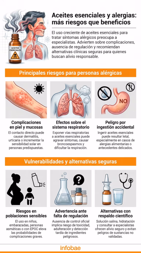 Los riesgos de usar aceites esenciales para tratar las alergias, según especialistas