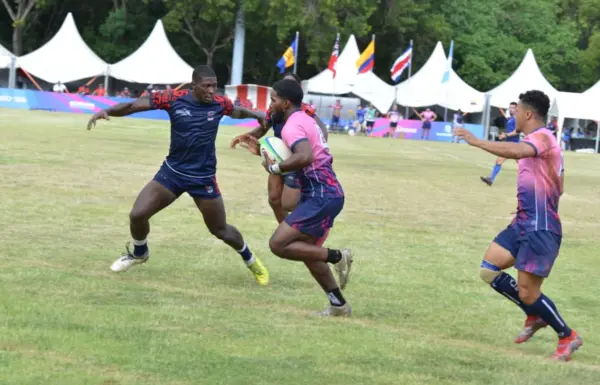 Acción del partido de Rugby entre República Dominicana y  Bermuda.