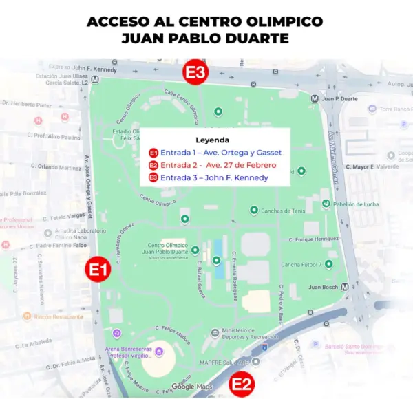 Mapa de accesos olimpcio