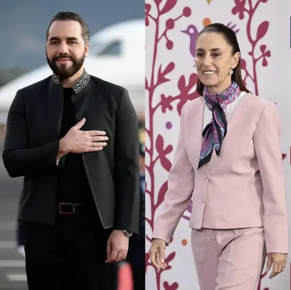 Combo de fotografías que muestra a los presidentes de El Salvador, Nayib Bukele, y de México, Claudia Sheinbaum.