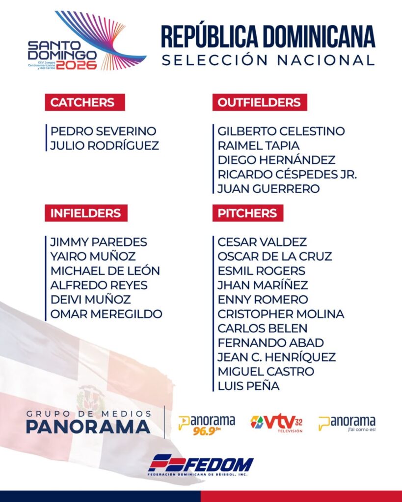 Anuncian roster de RD para el torneo de béisbol de los Juegos Centroamericanos