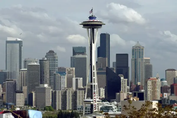 Fotografía de archivo de la reconocida 'Aguja espacial' de Seattle (EE.UU.).