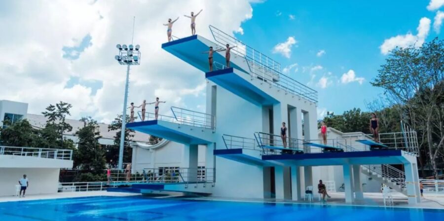 El remozado Centro Acuático que fue utilizado en los  Juegos Centroamericanos y del Caribe, Santo Domingo 2026