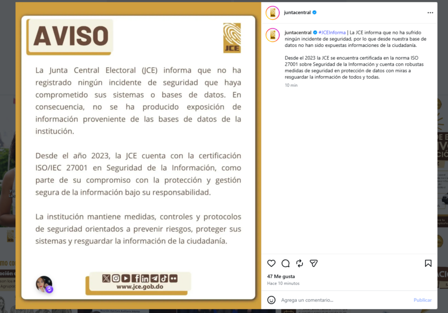 Captura JCE AVISO
