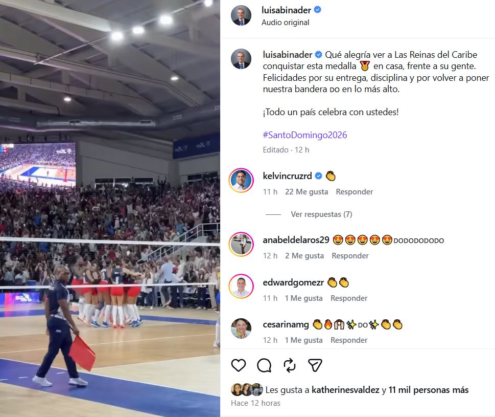 Abinader felicita a Las Reinas del Caribe por conquistar medalla de oro en casa
