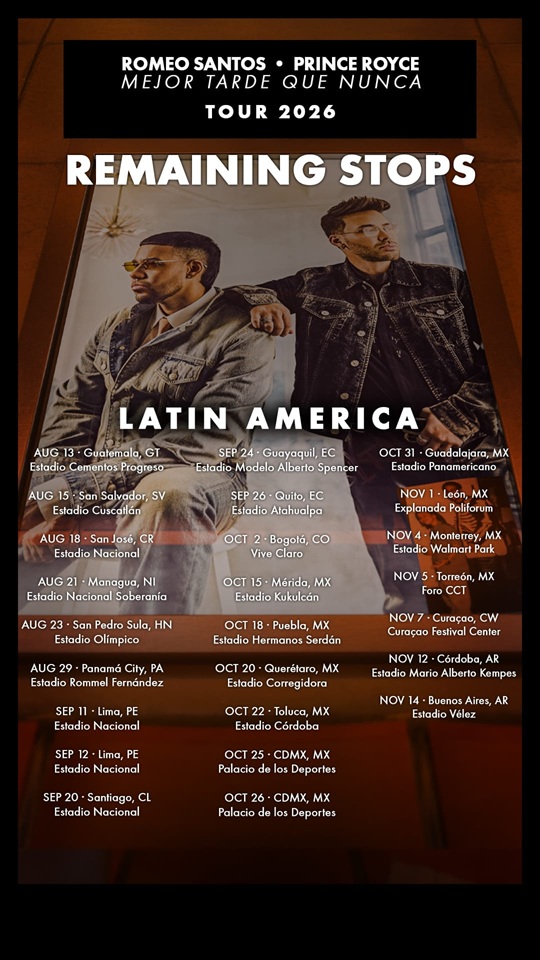 Gira de Prince Royce y Romeo Santos en Latinoamérica no incluye a RD