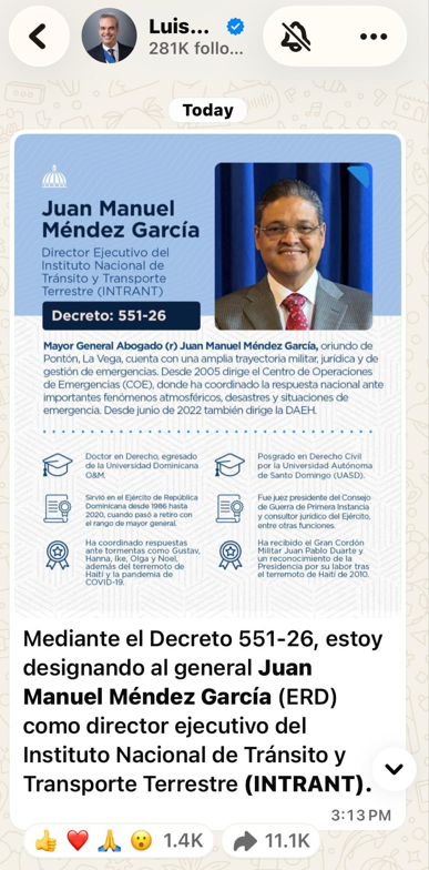 Decretos de Abinader disparan el interés en su canal de WhatsApp: suma más de 3,700 seguidores en seis días